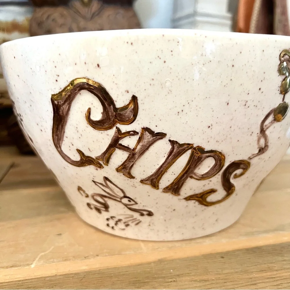 Vintage 1976 Holland Mold Ceramic Oversized Mug Popcorn Bowl Hand Painted Signed - Picture 3 of 8
